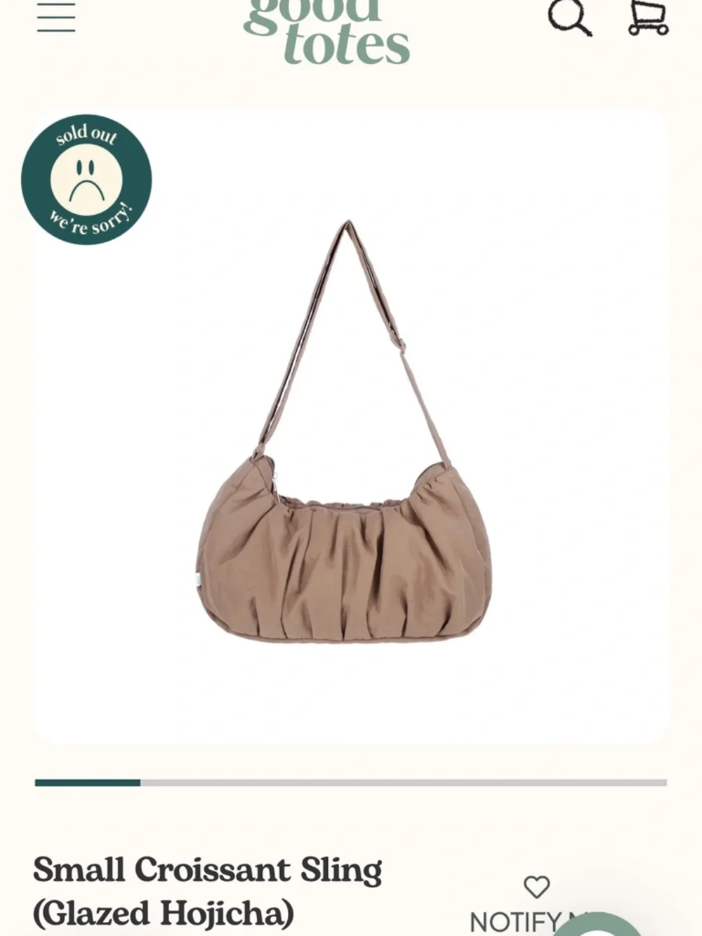 BNWT Good Totes Small Croissant Sling Bag - Picture 1 of 6